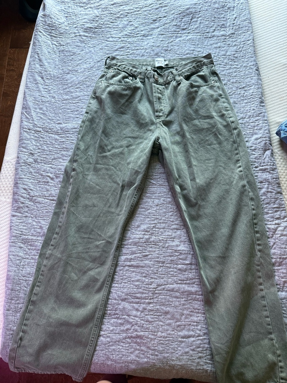 Princess Polly Women's Straight Jeans in Olive